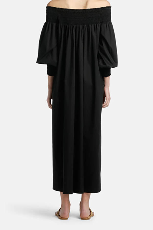 PORTALE BLACK SMOCK DETAIL DRESS