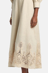 PROVINA ELEGANT BEIGE MACRAMÉ DRESS