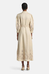 PROVINA ELEGANT BEIGE MACRAMÉ DRESS