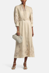 PROVINA ELEGANT BEIGE MACRAMÉ DRESS