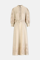 PROVINA ELEGANT BEIGE MACRAMÉ DRESS