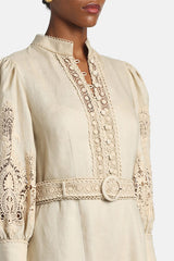 PROVINA ELEGANT BEIGE MACRAMÉ DRESS