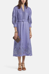 PROVINA ELEGANT PERIWINKLE MACRAMÉ DRESS