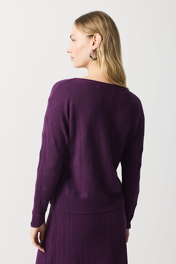 PURPLE TEXTURED BOATNECK SWEATER