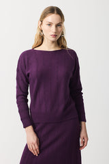 PURPLE TEXTURED BOATNECK SWEATER