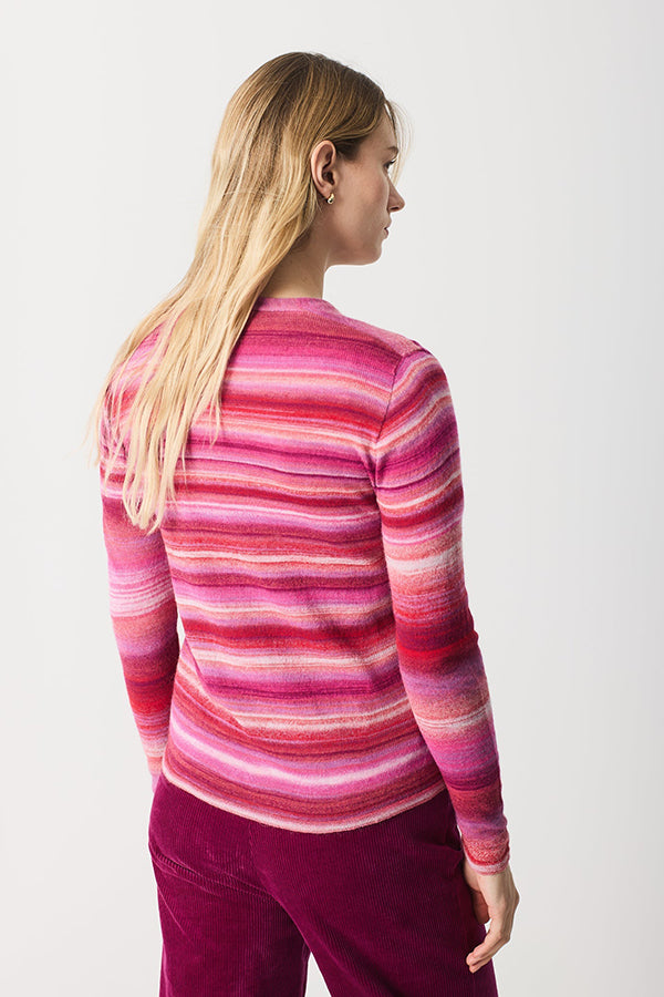 RUBI STRIPED CROSSOVER V-NECK SWEATER