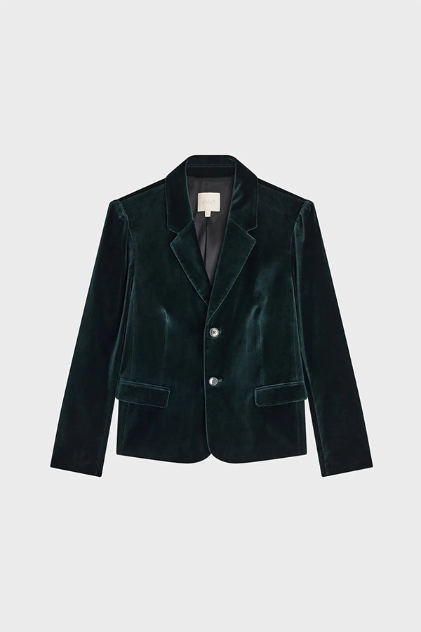 VANESSA DARK GREEN SMOOTH VELVET SUIT JACKET