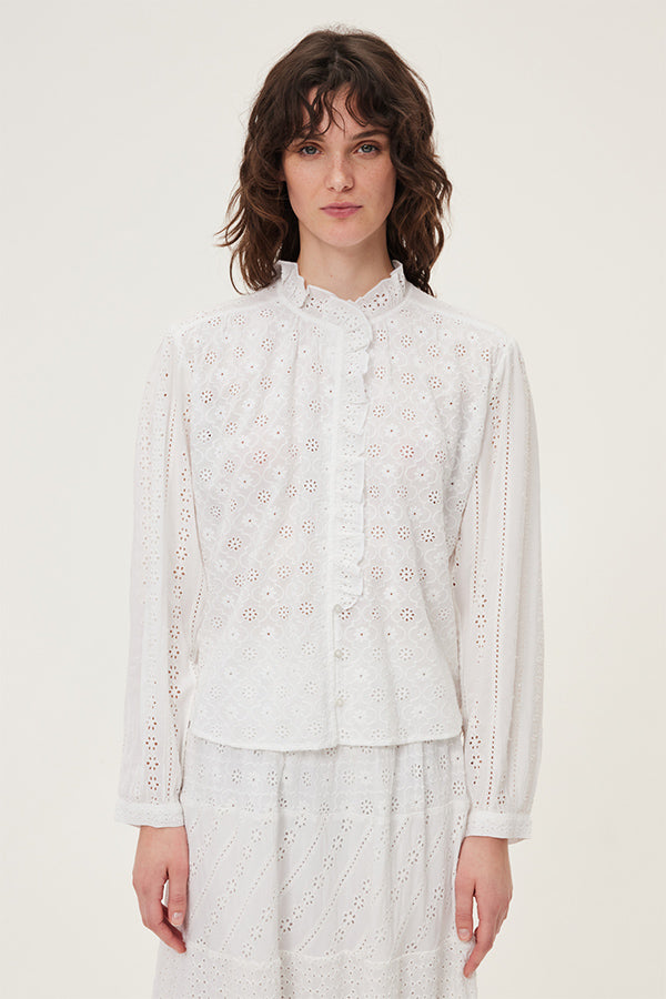 ANNAELLE WHITE BRODERIE ANGLAISE SHIRT