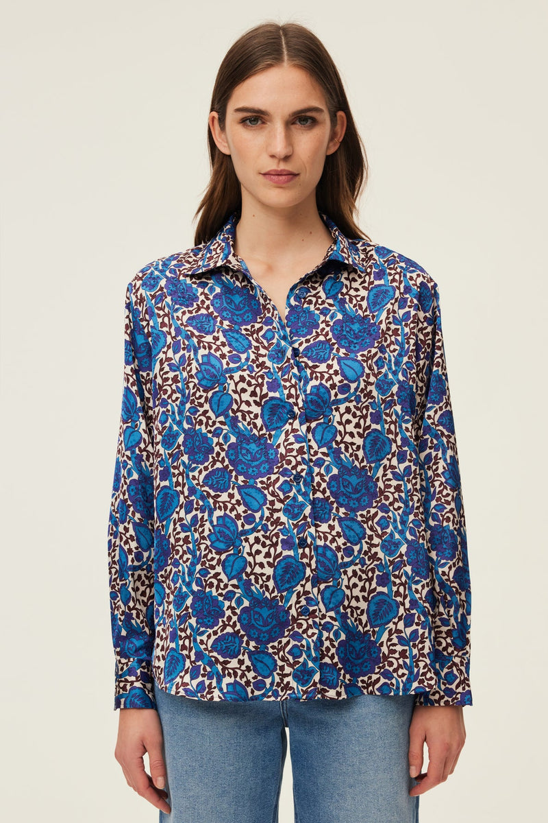 ANTJE LEAF PRINT BLOUSE