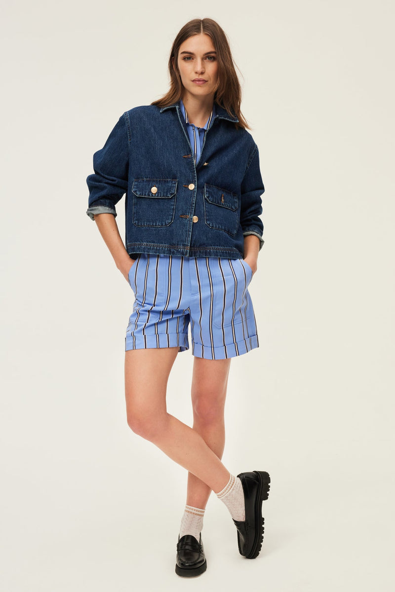 CARLA BLUE STRIPED SHORTS