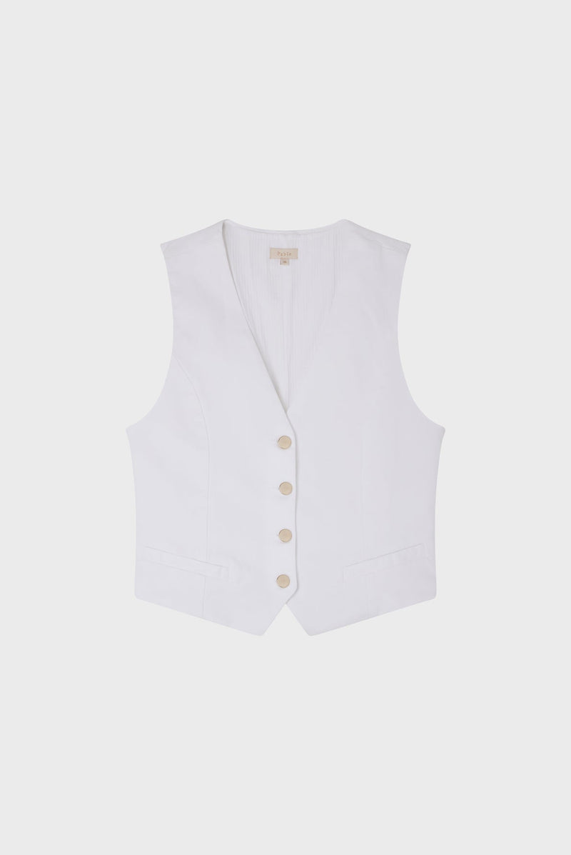 BILLIE SLEEVELESS WHITE DENIM VEST