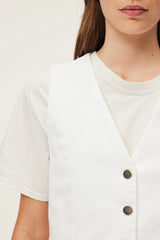 BILLIE SLEEVELESS WHITE DENIM VEST