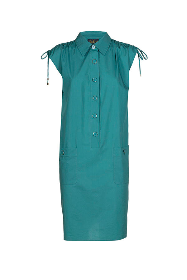 PALAFITTA TURQUOISE COTTON SHORT DRESS