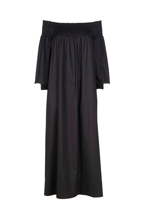 PORTALE BLACK SMOCK DETAIL DRESS