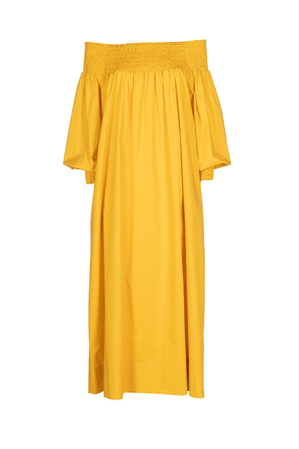 PORTALE YELLOW SMOCK DETAIL DRESS