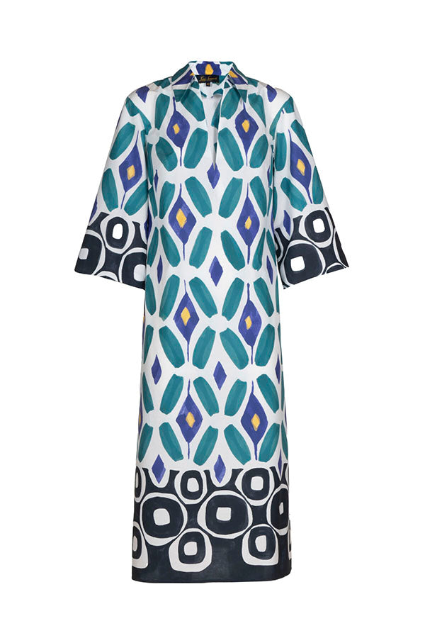 PRUDENZA WATERCOLOUR PRINT CAFTAN DRESS