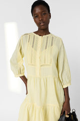 RIANE YELLOW SHORT AND STRAIGHT LACE DRESS