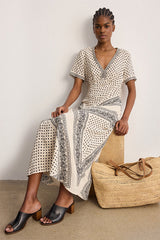 AHLAM PRINTED TWO TONE MAXI DRESS