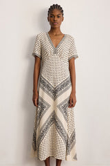 AHLAM PRINTED TWO TONE MAXI DRESS