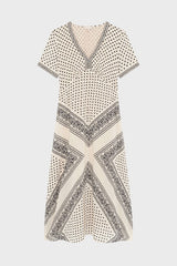 AHLAM PRINTED TWO TONE MAXI DRESS