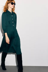 SKY GREEN RHINESTONE BUTTONS FITTED DRESS