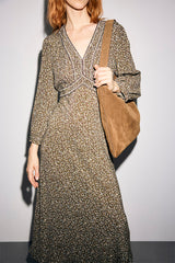 CARYL WAISTED PRINT MAXI DRESS