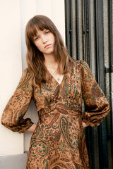 CLARYS PAISLEY PRINT WAISTED MIDI DRESS