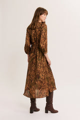 CLARYS PAISLEY PRINT WAISTED MIDI DRESS