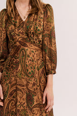CLARYS PAISLEY PRINT WAISTED MIDI DRESS