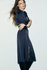CHANI WAISTED SATIN MIDI DRESS