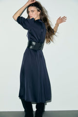 CHANI WAISTED SATIN MIDI DRESS
