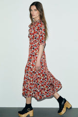 COCO WAISTED FLORAL MIDI DRESS