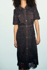 CLOTH COLLAR LACE DRESS
