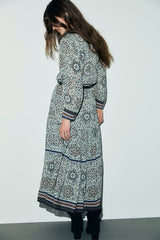 CYRIL ELASTICATED LONG PRINTED DRESS