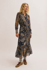 CHARA LONG PRINTED MUSLIN DRESS
