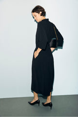 CAPU HIGH COLLAR GOLDEN BUTTONS MIDI DRESS