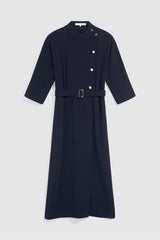 CAPU HIGH COLLAR GOLDEN BUTTONS MIDI DRESS