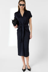 ROSY FLOWING SHIRT COLLAR LONG DRESS