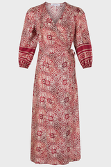 EDENN SANGUE ETHNIC PRINT SILK DRESS