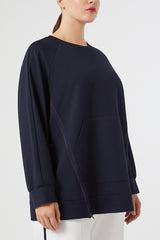 RABAT MIDNIGHT BLUE GROSGRAIN DETAIL SWEATSHIRT