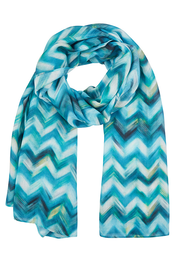 BLUE ZIGZAG PRINT SCARF