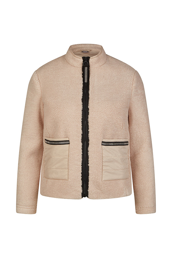 BEIGE SHEARLING ZIPPED JACKET