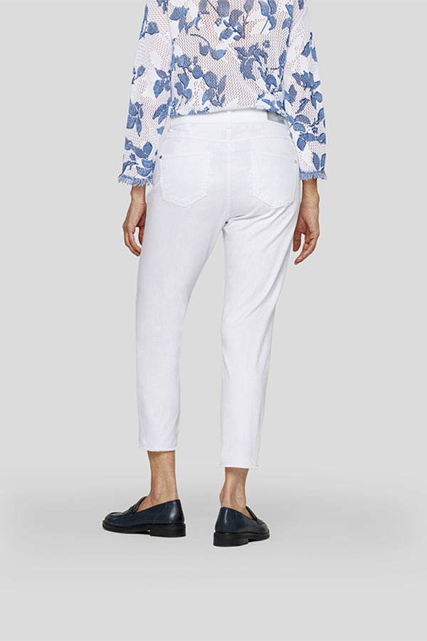 WHITE USED EFFECT RHINESTONE SUNNY JEANS