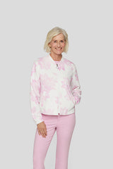 PINK FLORAL PRINT ZIPPED JACKET