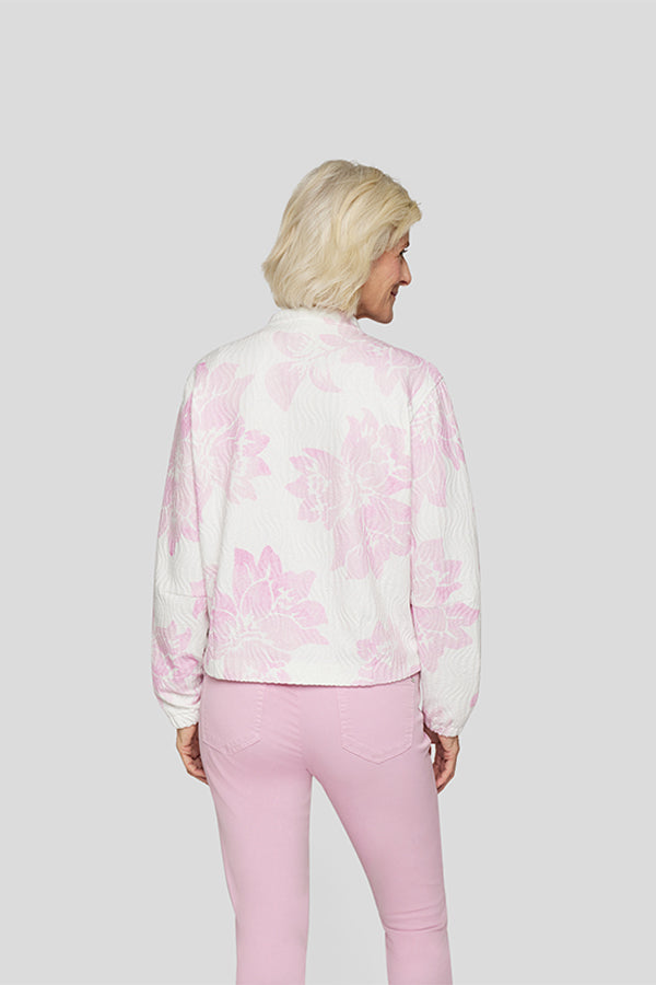 PINK FLORAL PRINT ZIPPED JACKET