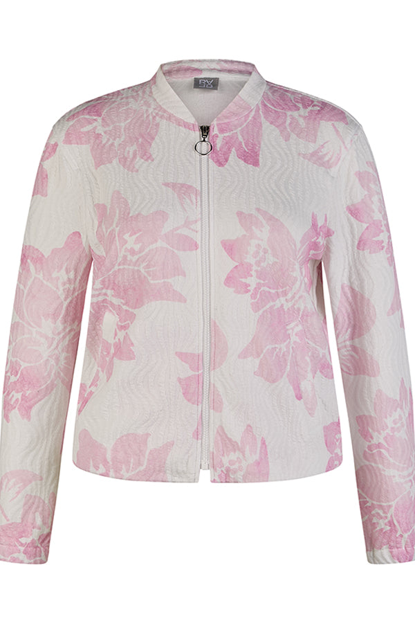 PINK FLORAL PRINT ZIPPED JACKET