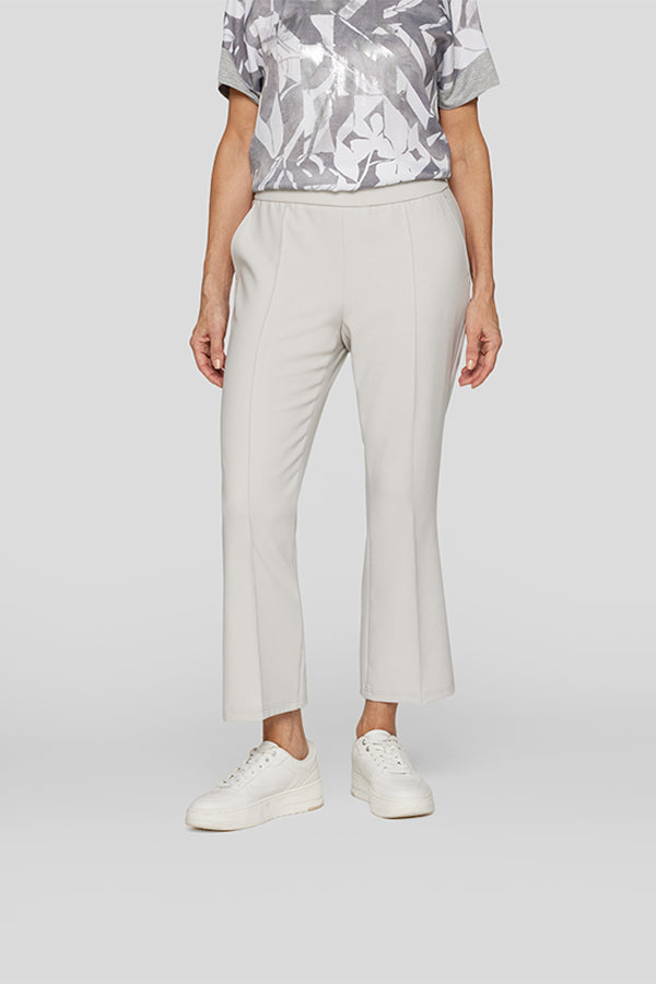 PEARL GREY SLIM FLARED TROUSERS