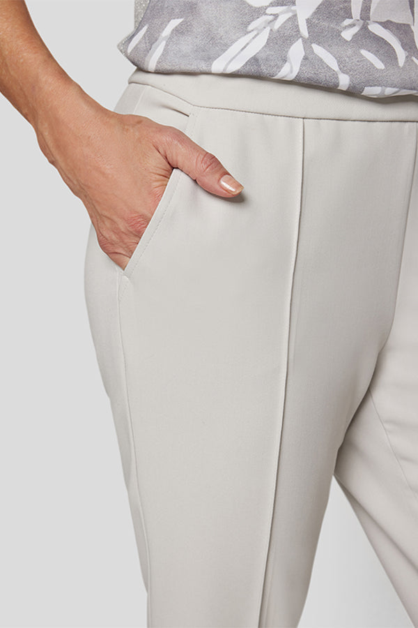 PEARL GREY SLIM FLARED TROUSERS