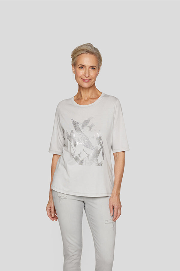 SILVER FOIL PRINT T-SHIRT