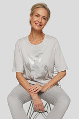 SILVER FOIL PRINT T-SHIRT